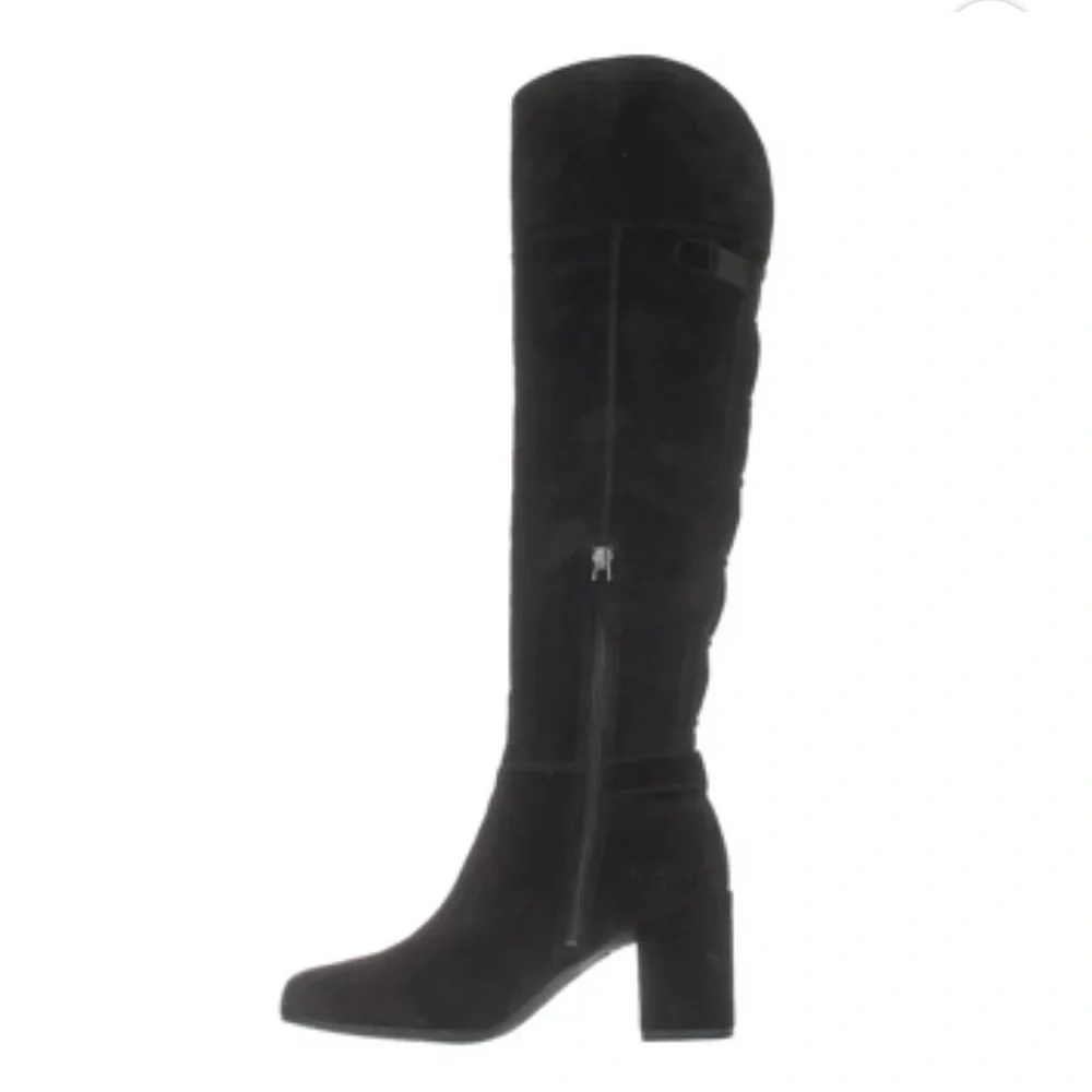 Womens Franco Sarto Pava Knee-High Dress Boots - Black Suede Size 8.5